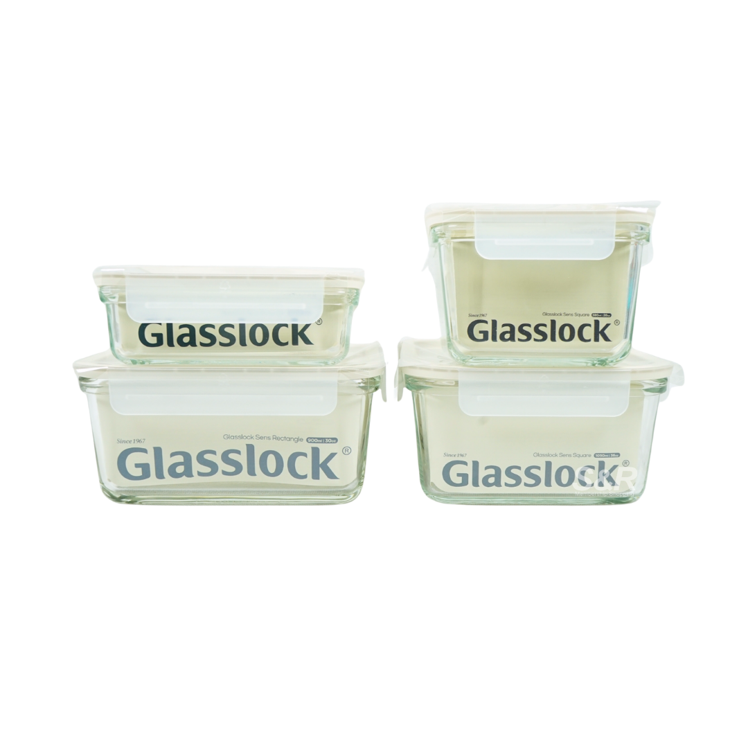 Glasslock 4-piece Rectangle & Square Food Storage with Lid Set